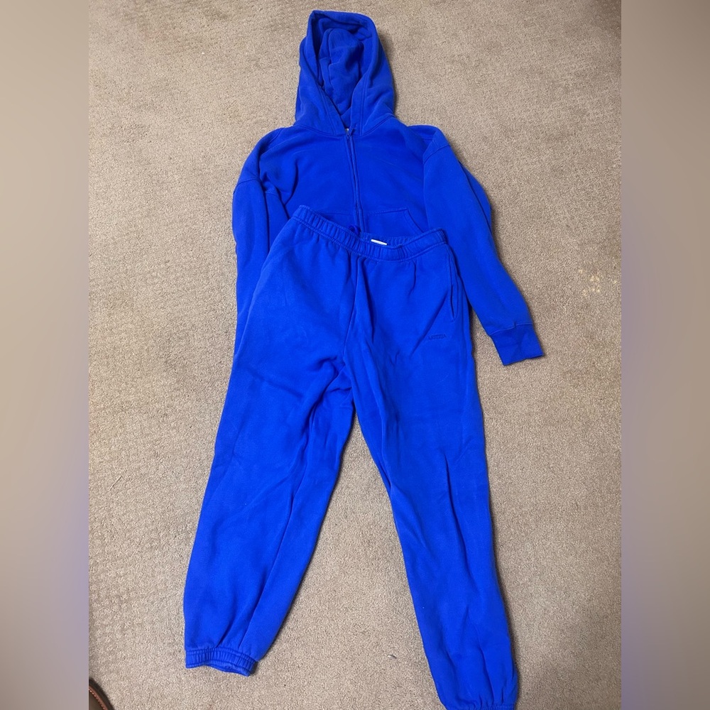 Aritzia Royal Blue Sweatfleece Hoodie/Sweatpants Set